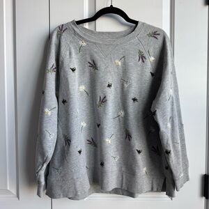 Coldwater Creek Nature's Buzz Embroidered Sweatshirt - Petite XL